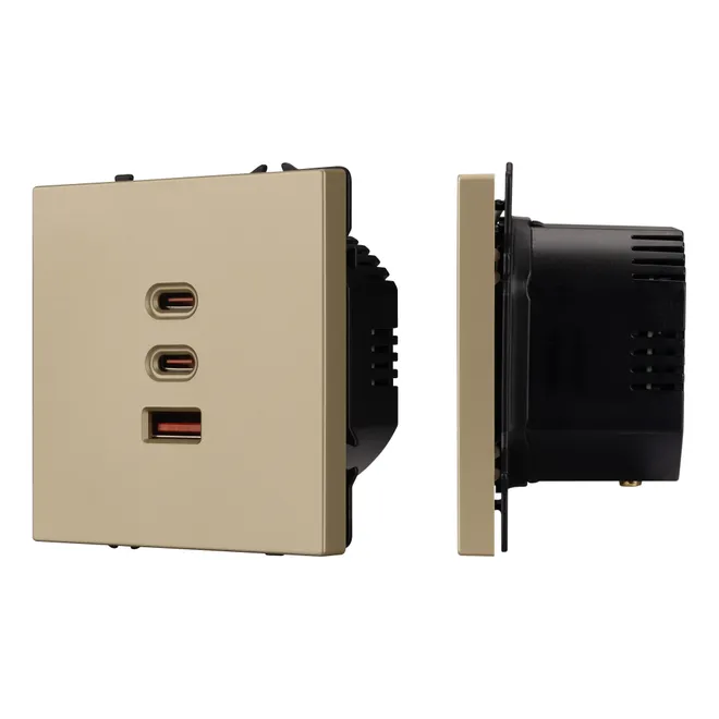 Механизм розетки с быстрой USB зарядкой SCT-NOBE-MUACC-SFPL-FC-GD (65W, QC3) (Arlight, -)