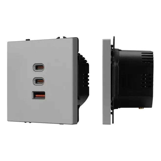 Механизм розетки с быстрой USB зарядкой SCT-NOBE-MUACC-SFPL-FC-IS (65W, QC3) (Arlight, -)