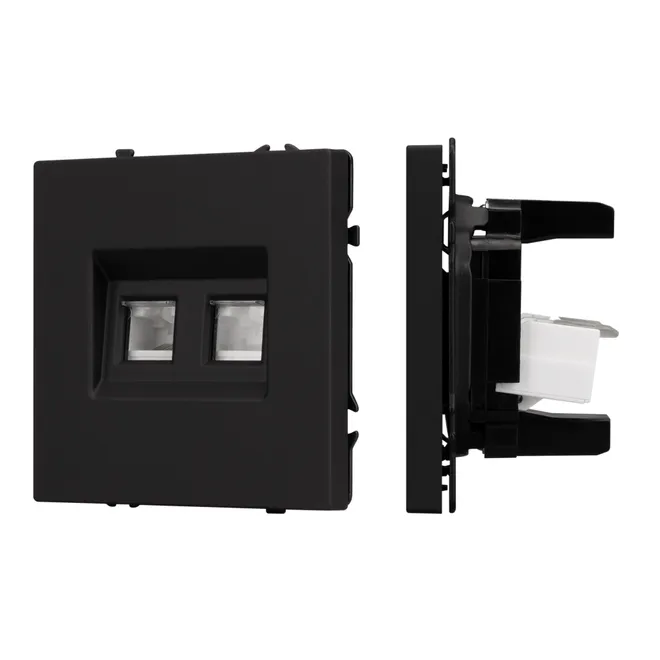 Механизм сдвоенной телефонной розетки SCT-NOBE-MTL2-SFPL-BK (RJ-11, 4C) (Arlight, Черный оникс)