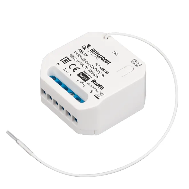 INTELLIGENT ARLIGHT Релейный модуль TY-701-72-DRI-DRO-PS-IN (230V, 1x10A, ZB, 433Mhz) (IARL, IP20 Пластик, 3 года)