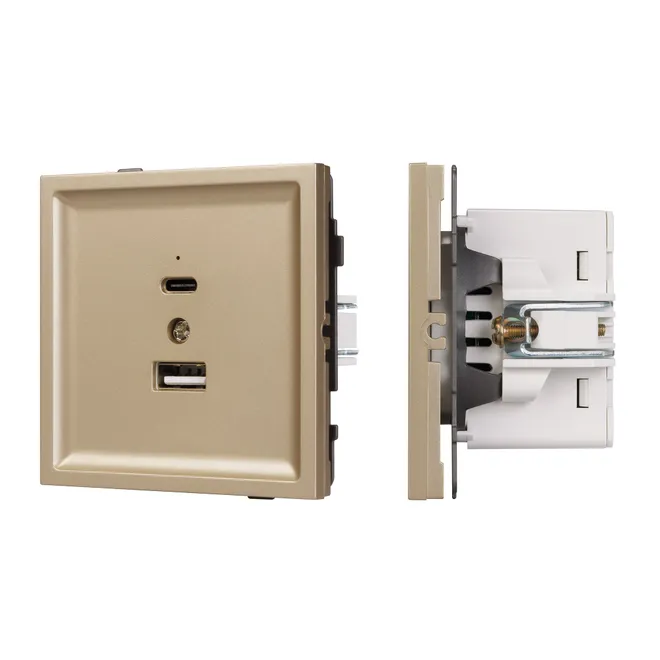 Механизм USB розетки SCT-TENDO-MUAC-SFPL-GD (5V, 3A, QC3) (Arlight, -)