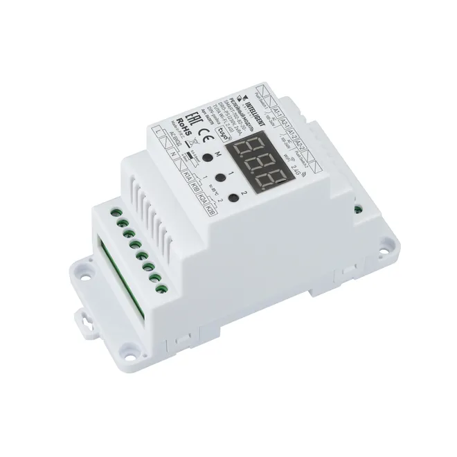 INTELLIGENT ARLIGHT Релейный модуль SMART-702-82-2G-DRO-PS (230V, 2x8A, TUYA Wi-Fi, 2.4G) DIN-рейка (IARL, IP20 Пластик, 5 лет)