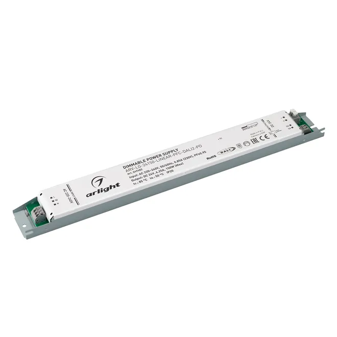 Блок питания ARV-LG-24150-LINEAR-PFC-DALI2-PD (24V, 6.25A, 150W) (Arlight, IP20 Металл, 5 лет)