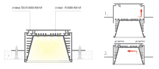 Схема монтажа Алюминиевого профиля Klus Power